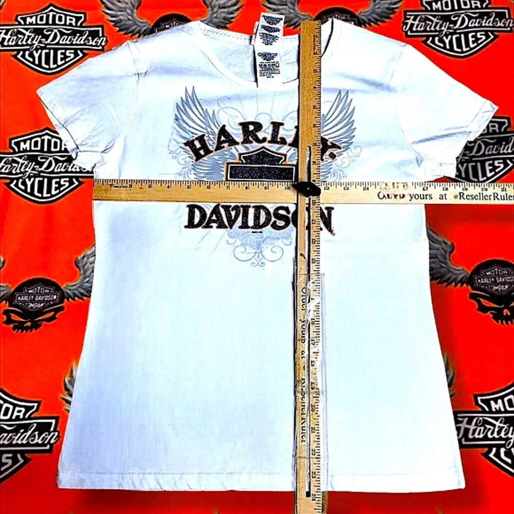 Ladies Vintage Hill City, SD Harley-Davidson Tee w/ Black Sparkle Logo Size L - Picture 9 of 11